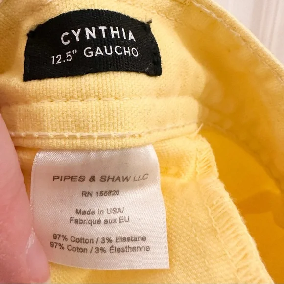 Veronica Beard Cynthia Gaucho CROP WIDE LEG JEANS Denim 12.5” Yellow sz 24 - Picture 13 of 13